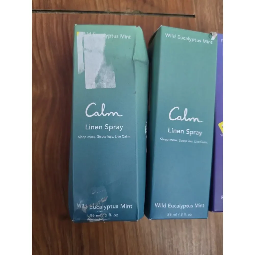 3 Calm Linen Spray Lavendar Wild Eucalyptus Sleep More Stress Less Box Damage